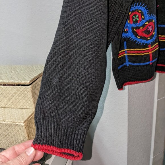 Vintage Leslie Fay Black Paisley Sweater Mock Neck - Picture 4 of 10